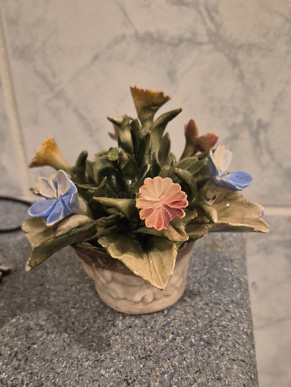 Vintage 1978 Capodimonte Italy Porcelain Mini Flower Basket Crowned N Stamp